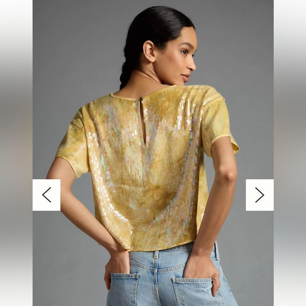 Anthropologie Pilcro Sequin Tech Top Glam Fairy L - Picture 3 of 15